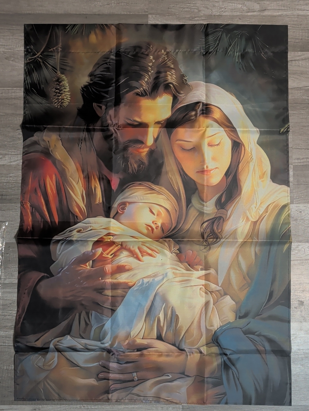 Nativity Family Wall Tapestry - Soft Neutral Holiday Art